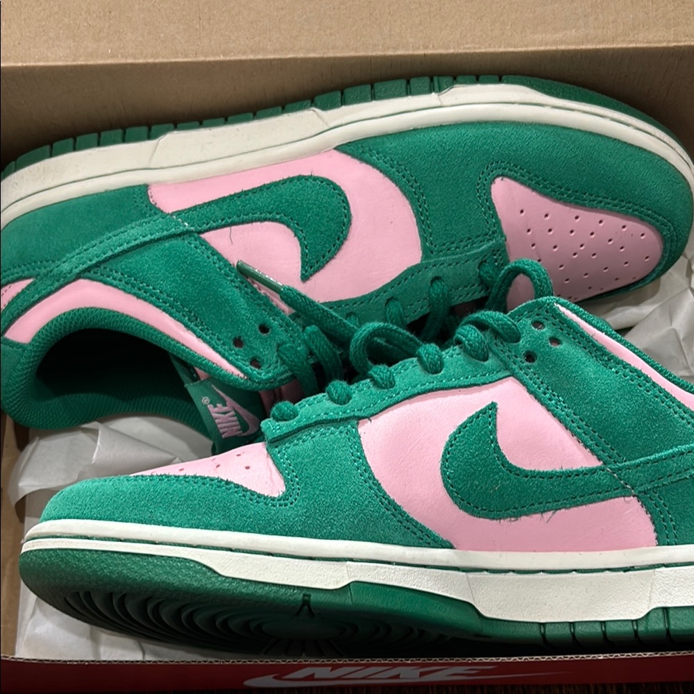 Nike Green and Pink Low Retro Dunks